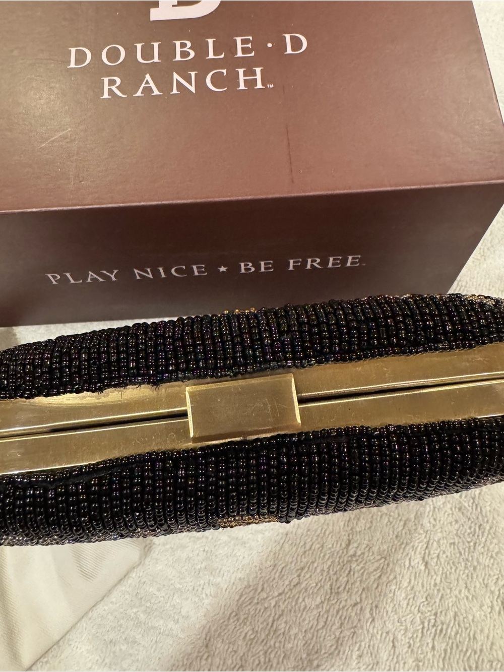Double D Ranch Black Beaded Roadrunner Evening Clutch with Shoulder Strap - Picture 3 of 10